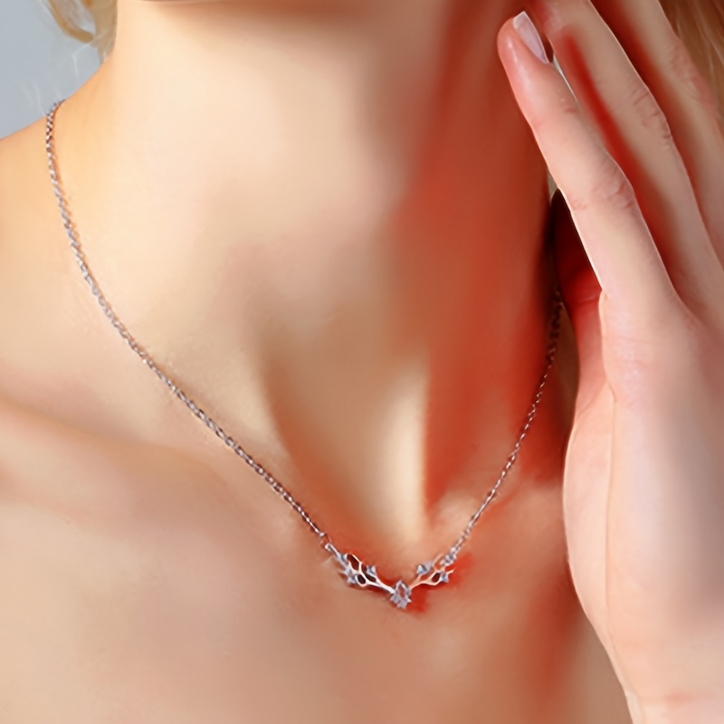 Women's Creative Moonstone Antler Pendant Necklace, Gift for Her